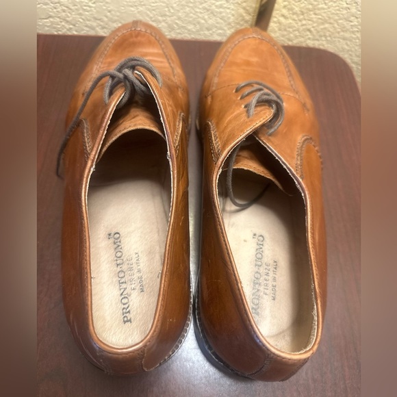 Pronto Uomo Brown Leather Oxfords with Broguing - Picture 5 of 10